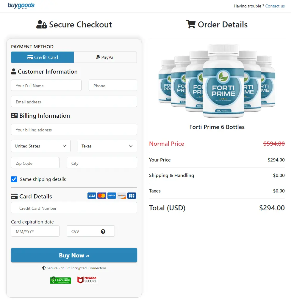 Forti Prime Order Form